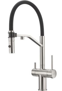 Смеситель для кухни Milacio Ultra MCU.557.SS с подключением к фильтру и гибким изливом нержавеющая сталь